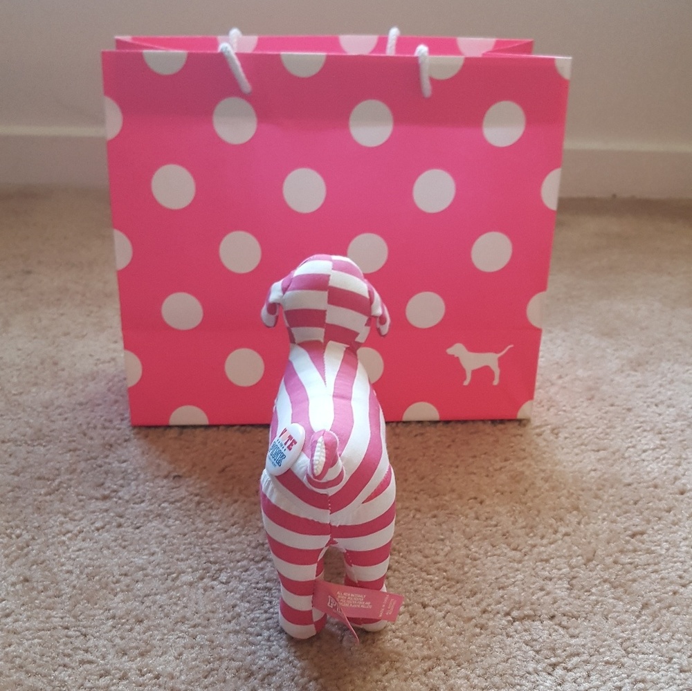 PINK Victoria's Secret White Pink Striped Dog - Picture 4 of 5